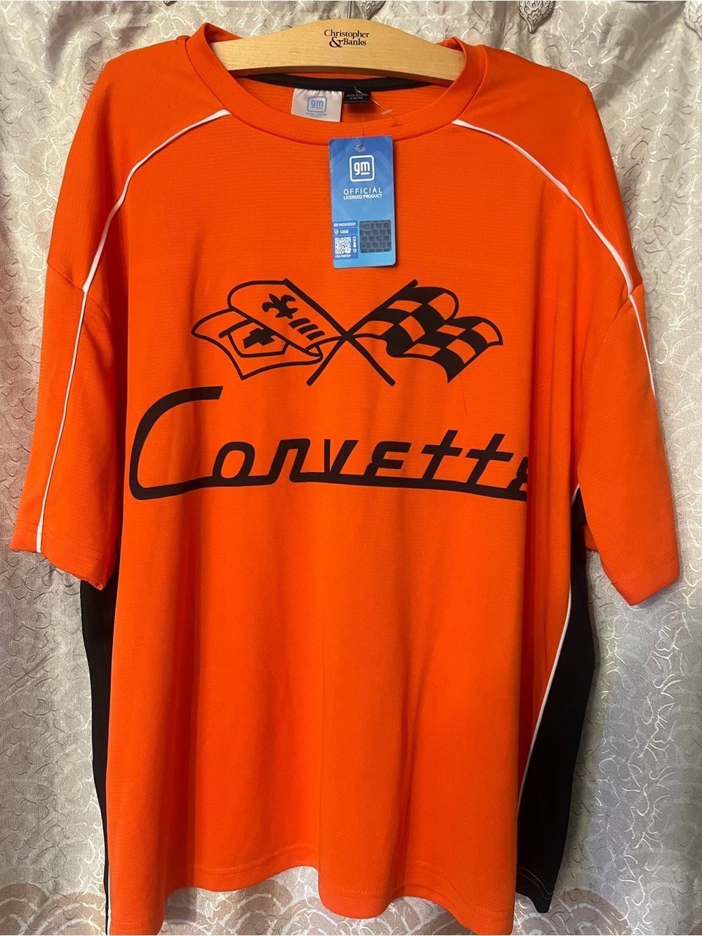 GM Corvette Official Licensed Product Men’s Size Large Orange/Black Shirt, new